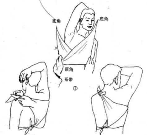 三角巾侧胸部包扎图