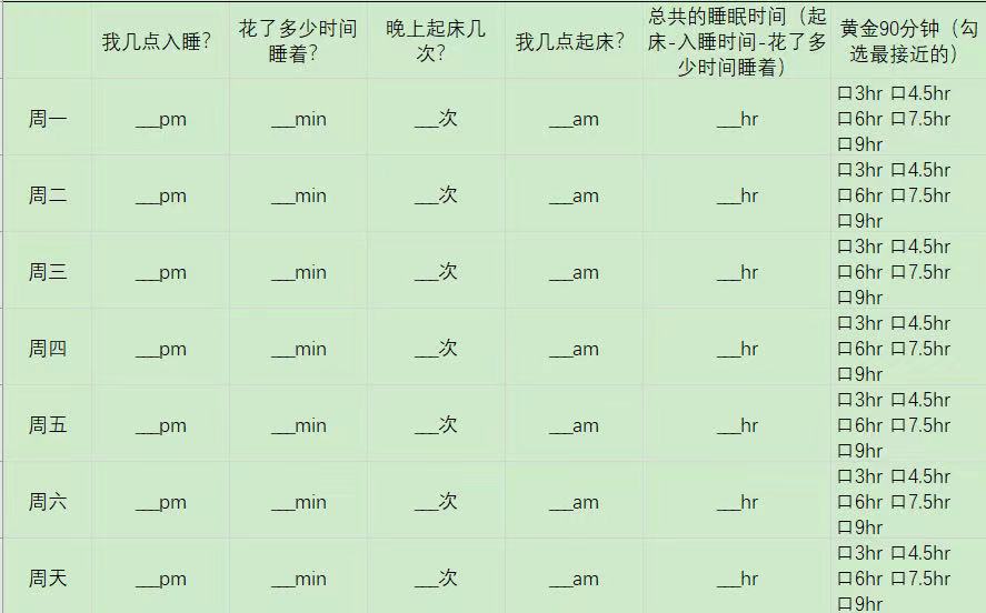 睡眠日记